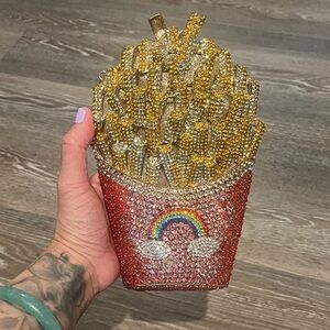 Rhinestone French Fry Clutch with Rainbow Accent